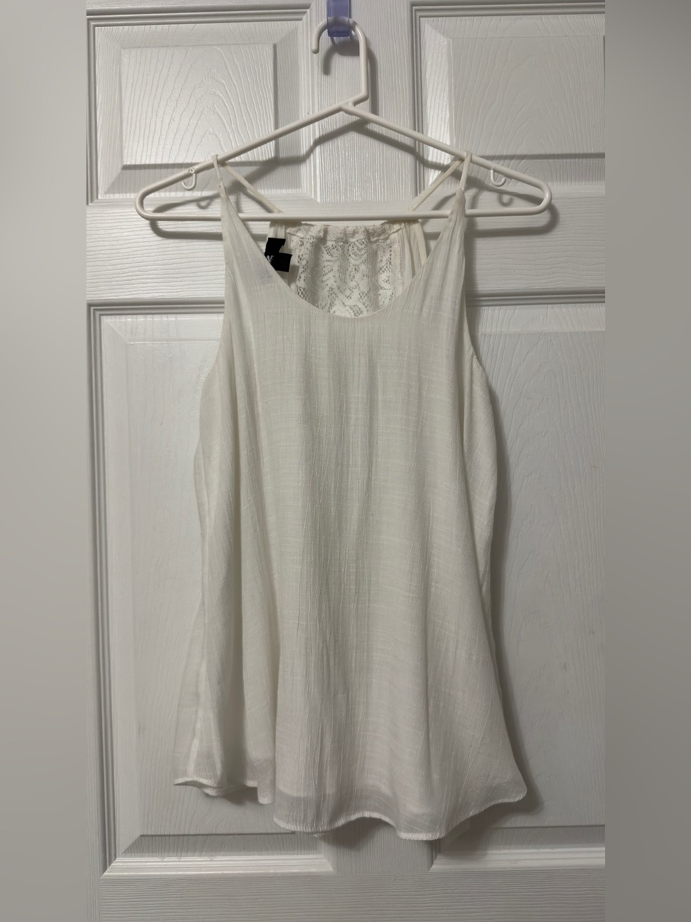 Iz Byer White Lace-Back Camisole Tank